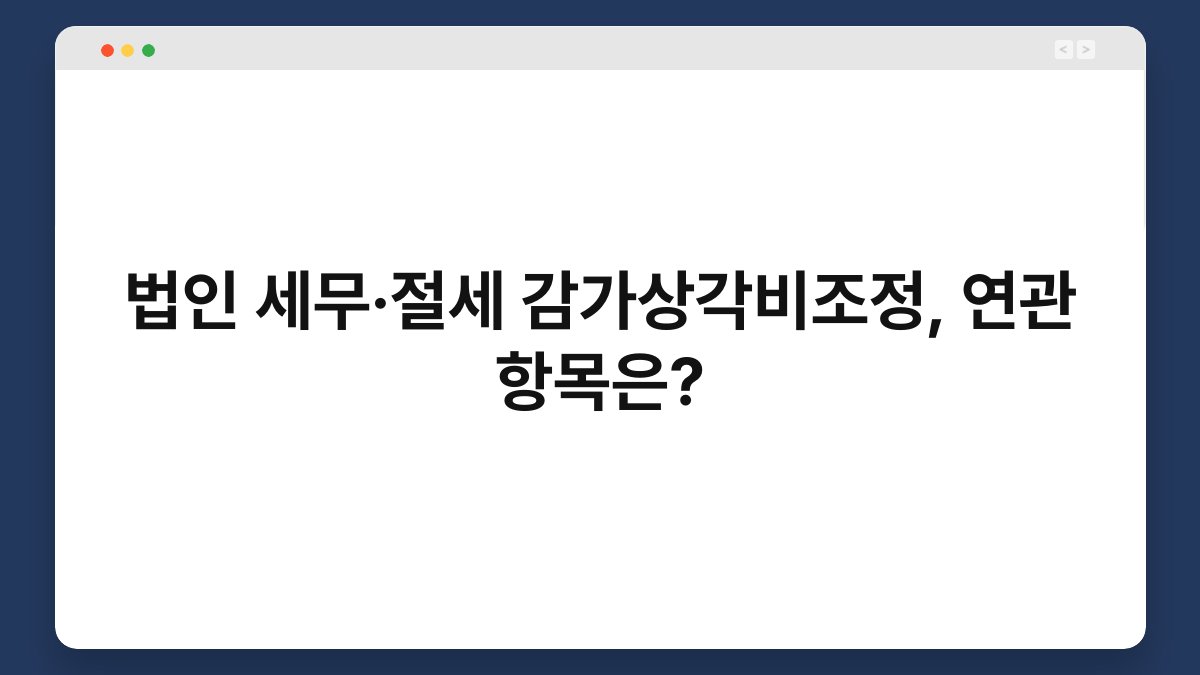 법인 세무·절세 감가상각비조정, 연관 항목은? 1