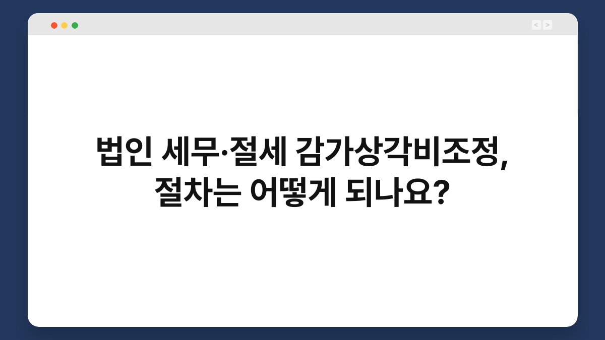 법인 세무·절세 감가상각비조정, 절차는 어떻게 되나요? 1