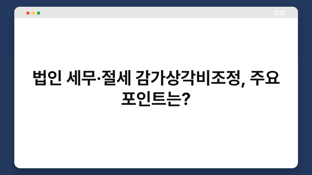 법인 세무·절세 감가상각비조정, 주요 포인트는? 1