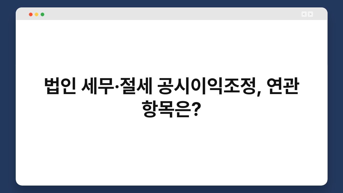 법인 세무·절세 공시이익조정, 연관 항목은? 1