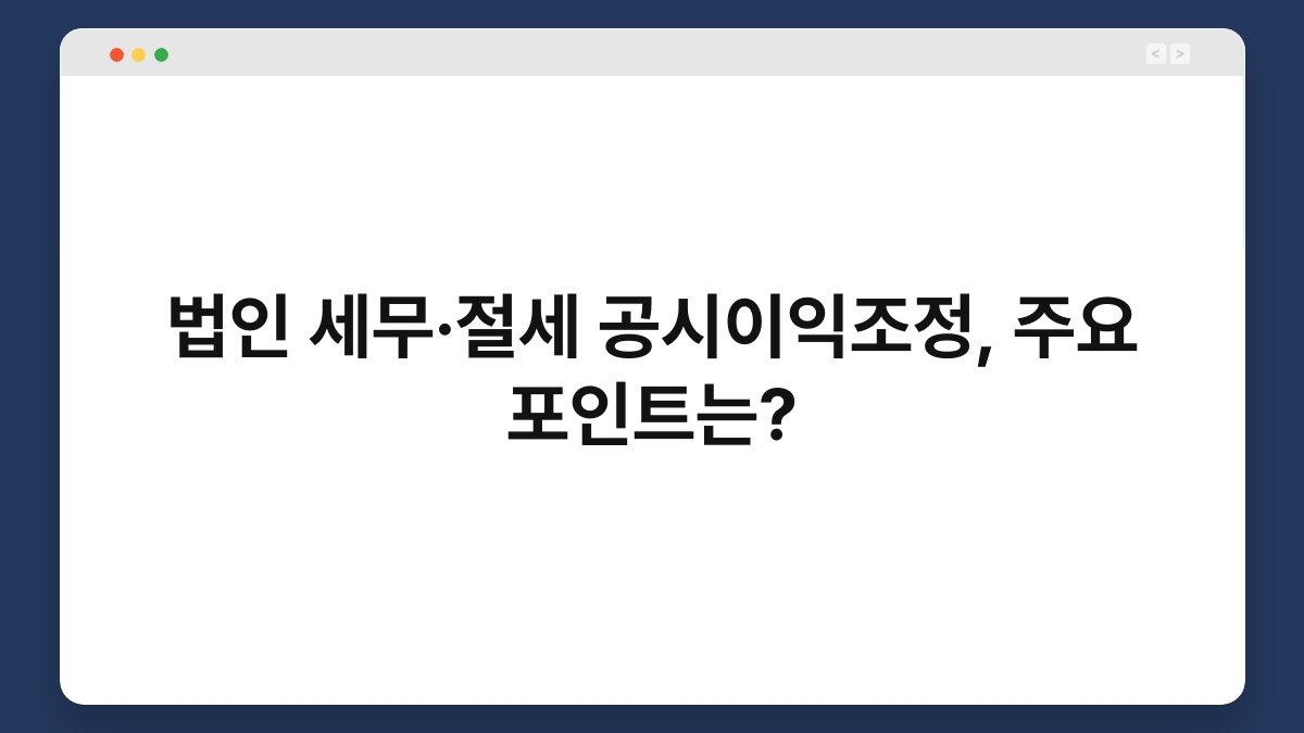 법인 세무·절세 공시이익조정, 주요 포인트는? 1