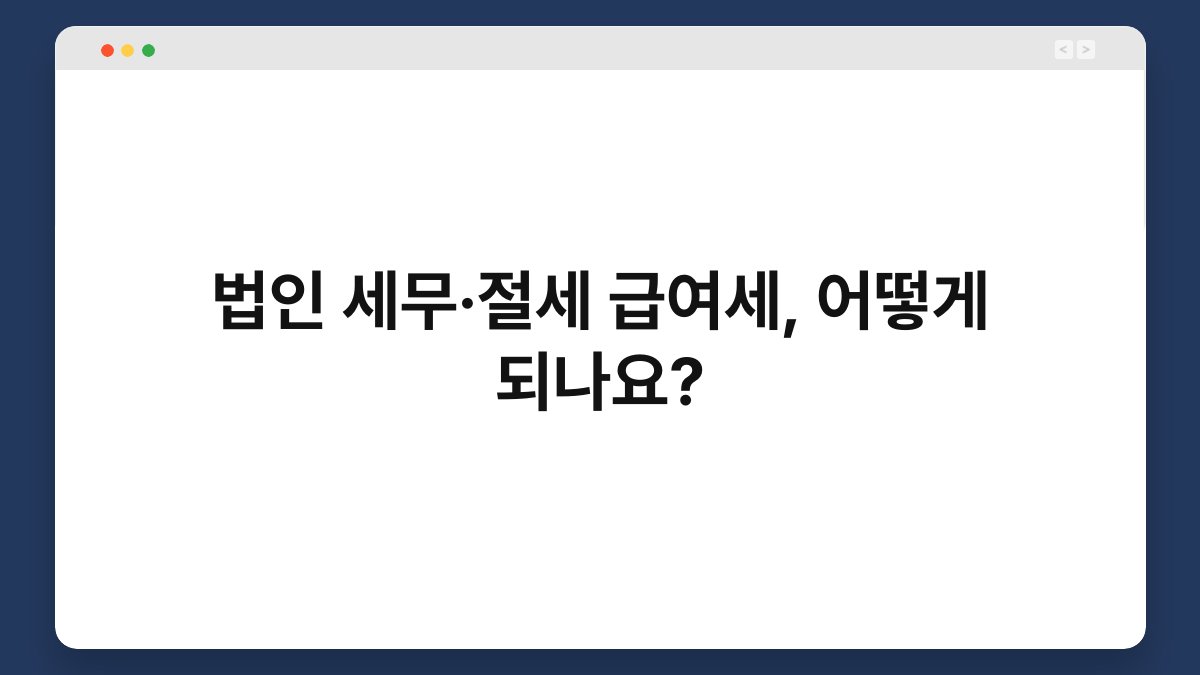 법인 세무·절세 급여세, 어떻게 되나요? 1