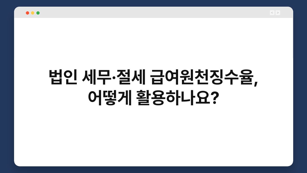 법인 세무·절세 급여원천징수율, 어떻게 활용하나요? 1