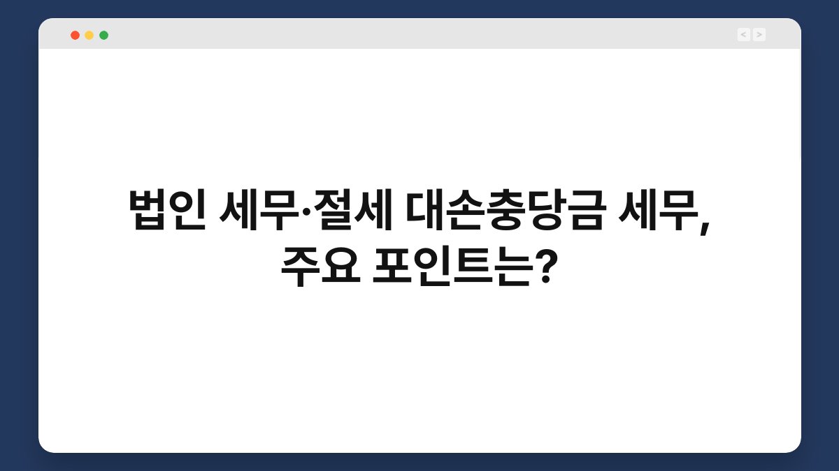 법인 세무·절세 대손충당금 세무, 주요 포인트는? 1