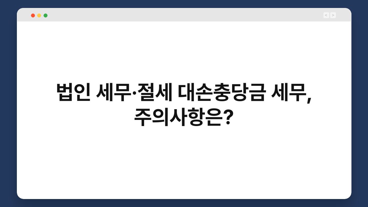 법인 세무·절세 대손충당금 세무, 주의사항은? 1