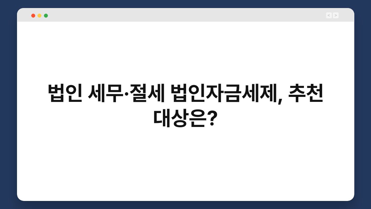 법인 세무·절세 법인자금세제, 추천 대상은? 1