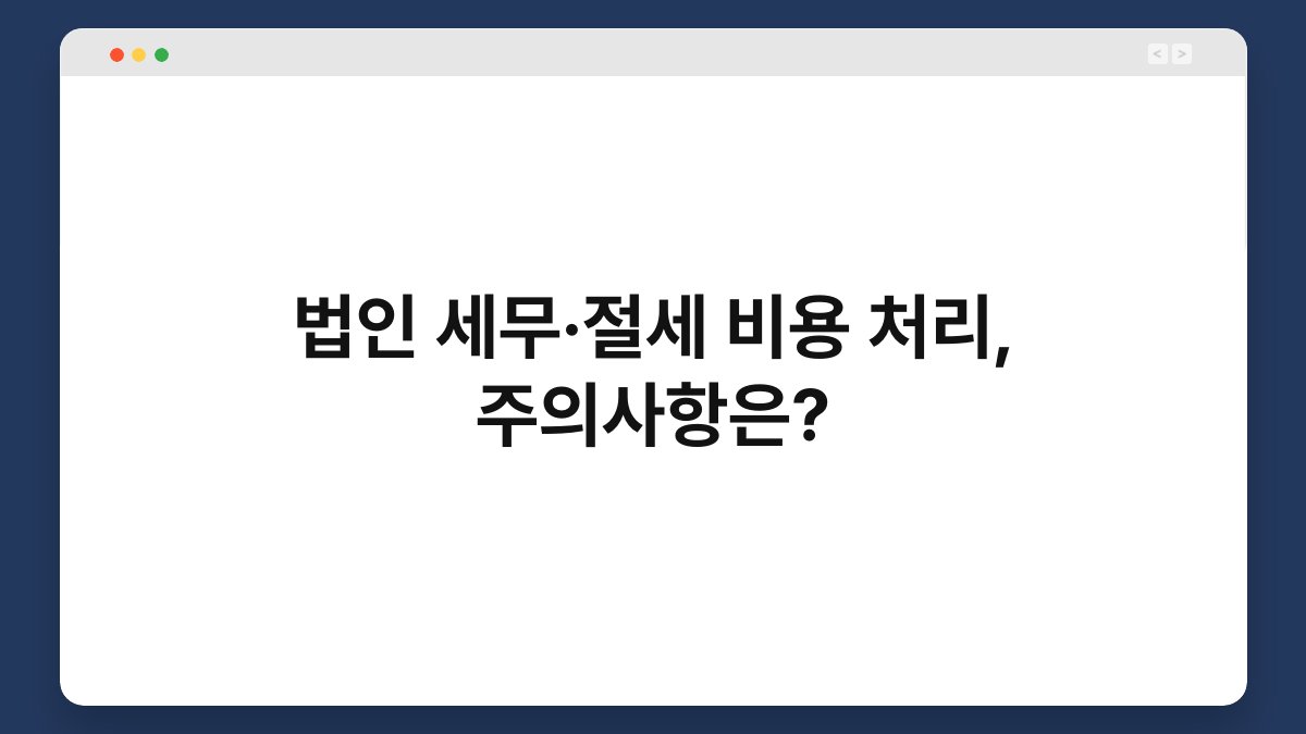 법인 세무·절세 비용 처리, 주의사항은? 1