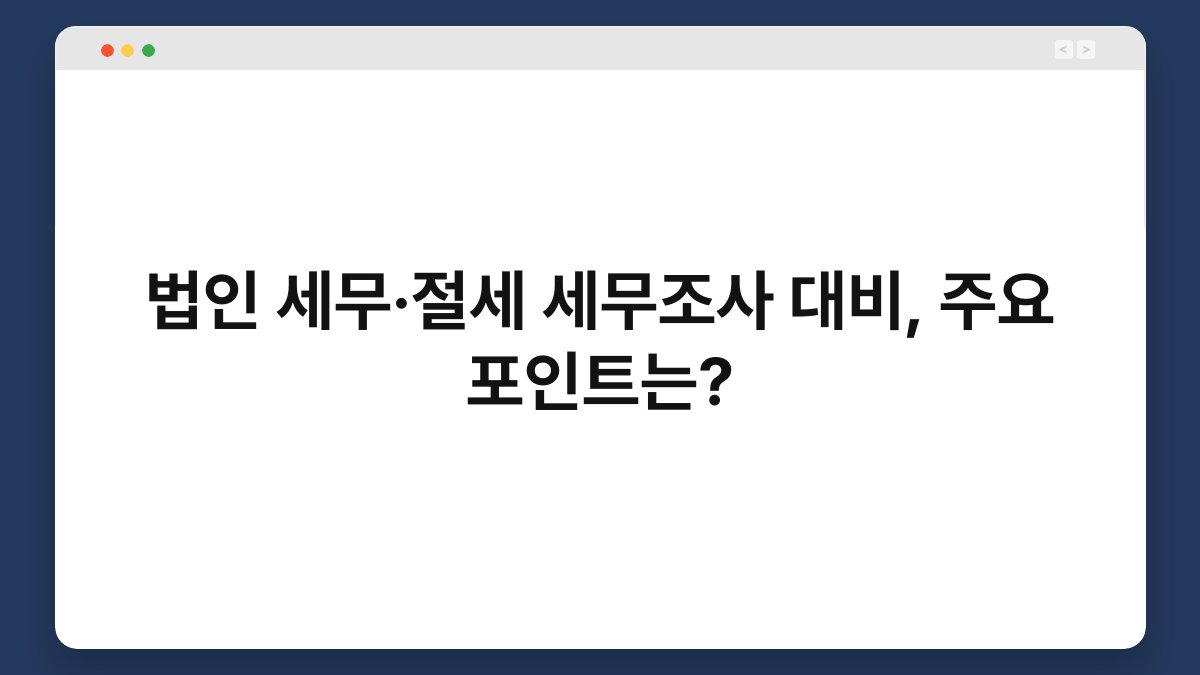 법인 세무·절세 세무조사 대비, 주요 포인트는? 1