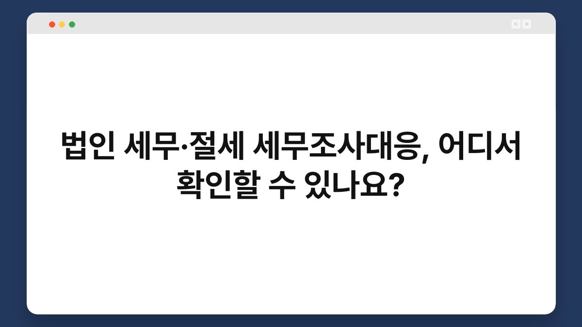 법인 세무·절세 세무조사대응, 어디서 확인할 수 있나요? 1