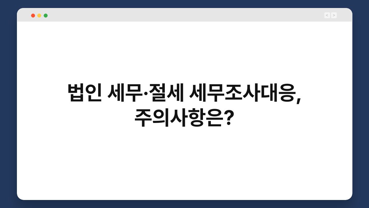 법인 세무·절세 세무조사대응, 주의사항은? 1