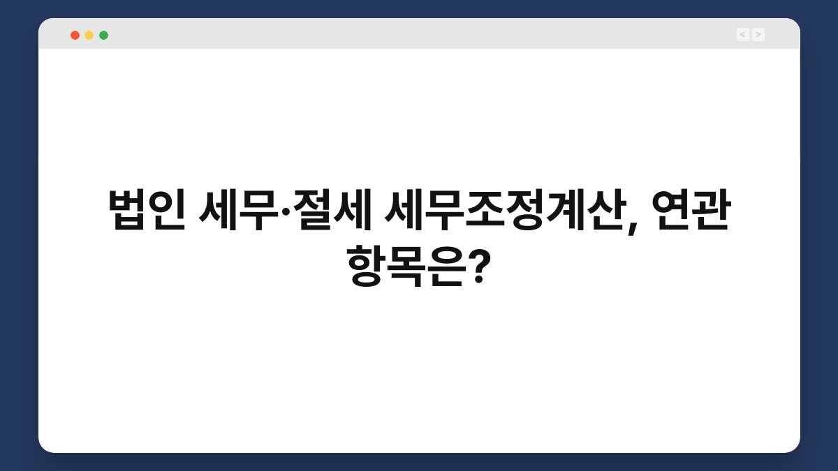 법인 세무·절세 세무조정계산, 연관 항목은? 1