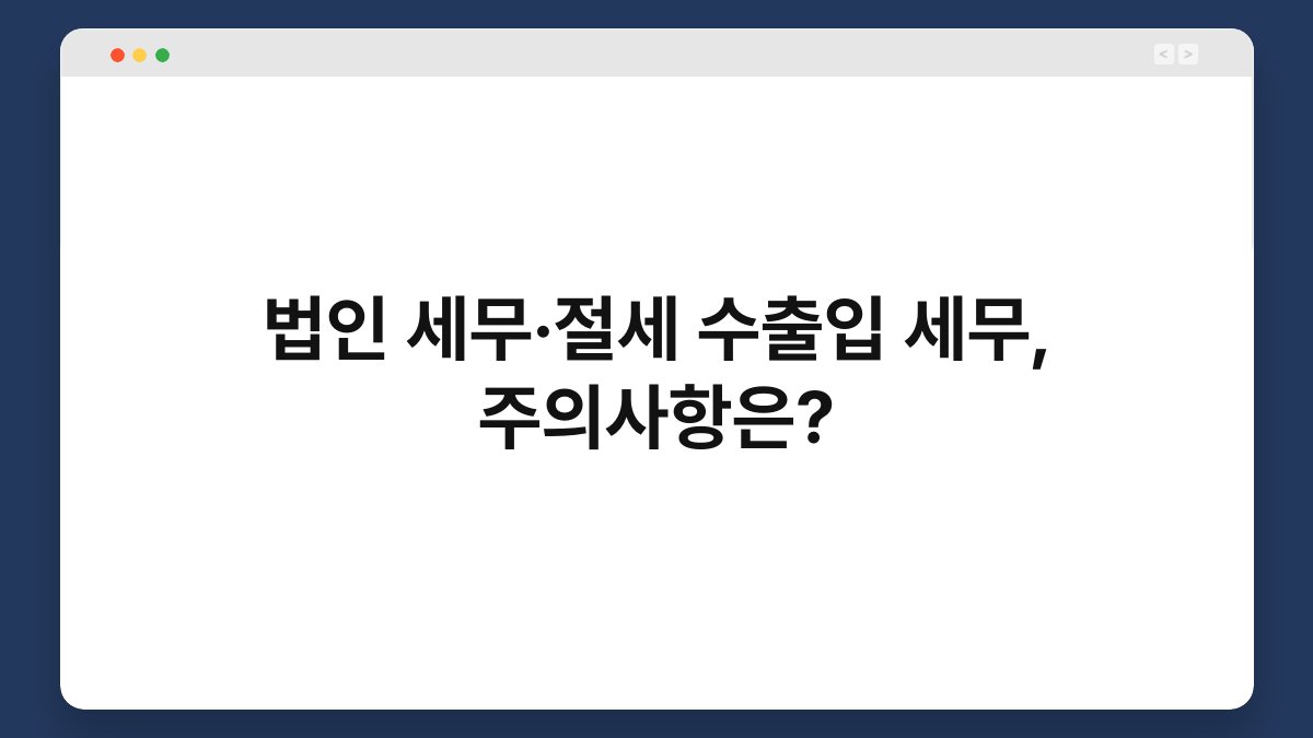 법인 세무·절세 수출입 세무, 주의사항은? 1