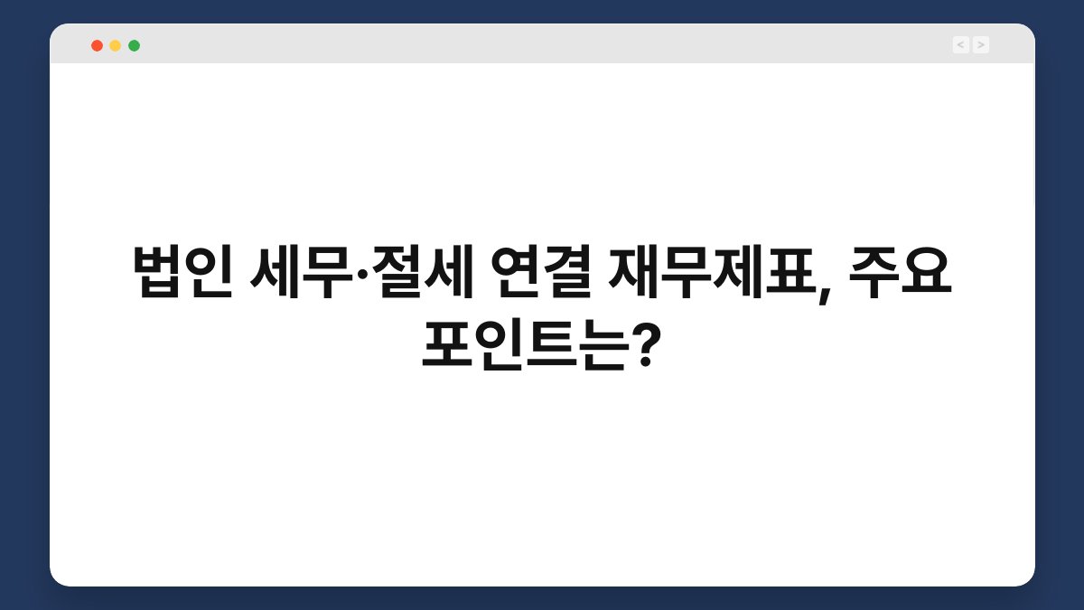 법인 세무·절세 연결 재무제표, 주요 포인트는? 1