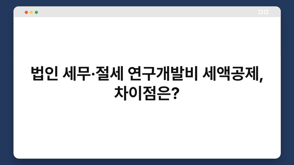 법인 세무·절세 연구개발비 세액공제, 차이점은? 1