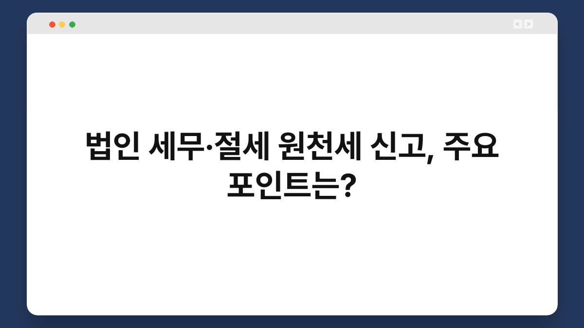 법인 세무·절세 원천세 신고, 주요 포인트는? 1
