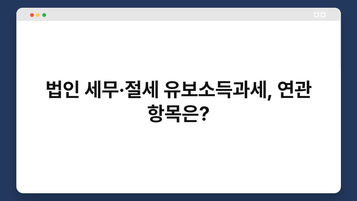 법인 세무·절세 유보소득과세, 연관 항목은? 1