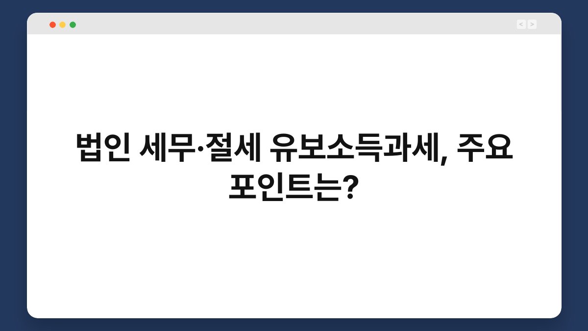 법인 세무·절세 유보소득과세, 주요 포인트는? 1