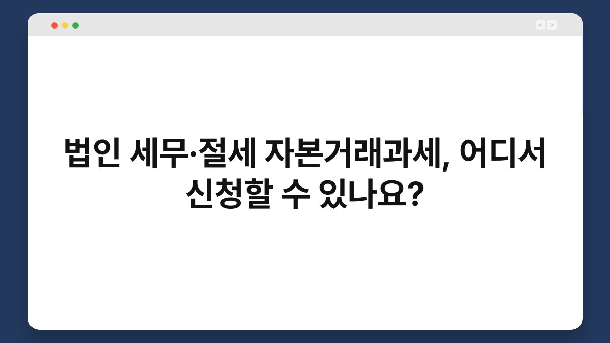 법인 세무·절세 자본거래과세, 어디서 신청할 수 있나요? 1