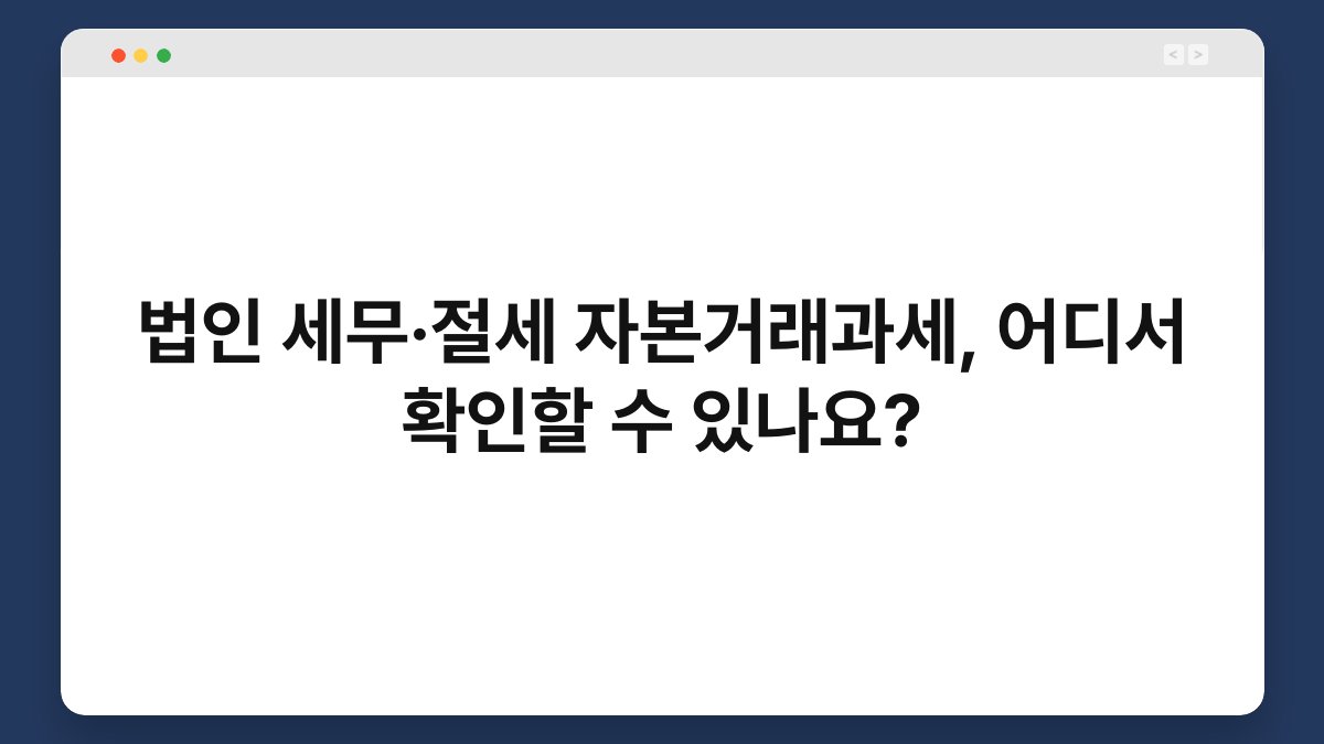 법인 세무·절세 자본거래과세, 어디서 확인할 수 있나요? 1