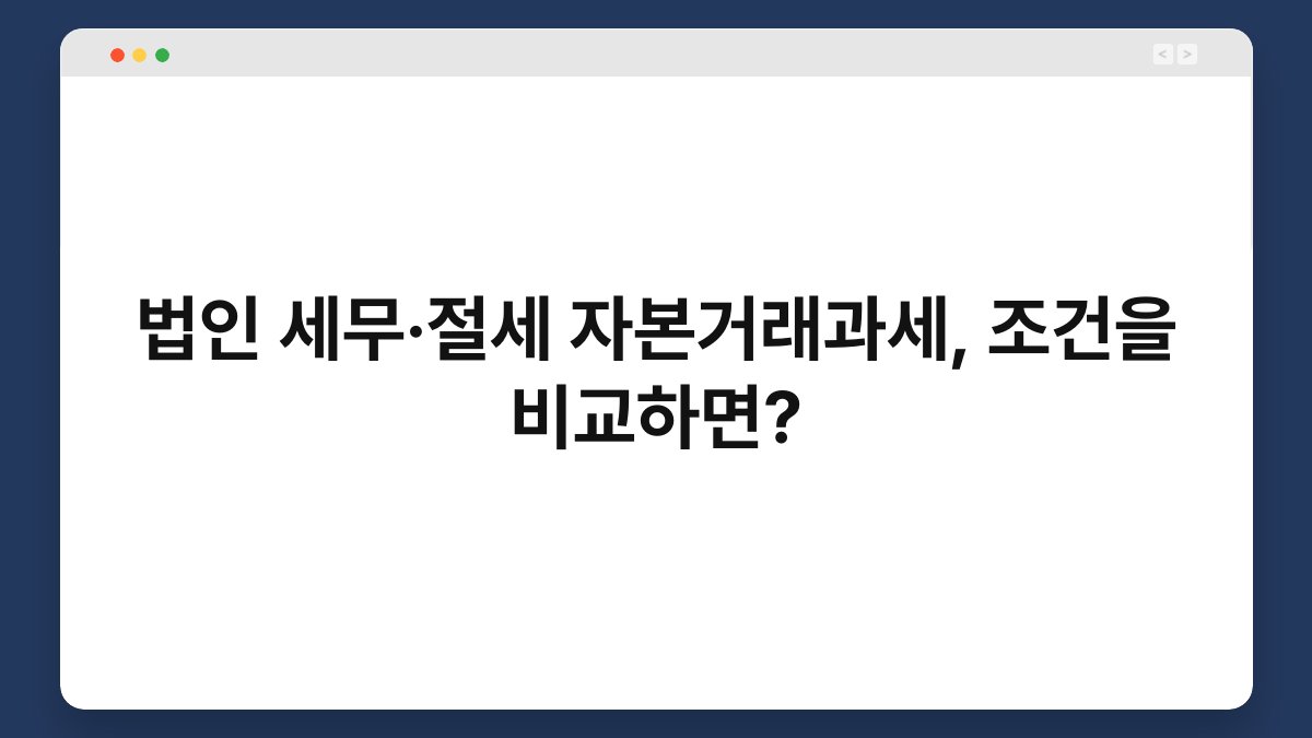 법인 세무·절세 자본거래과세, 조건을 비교하면? 1