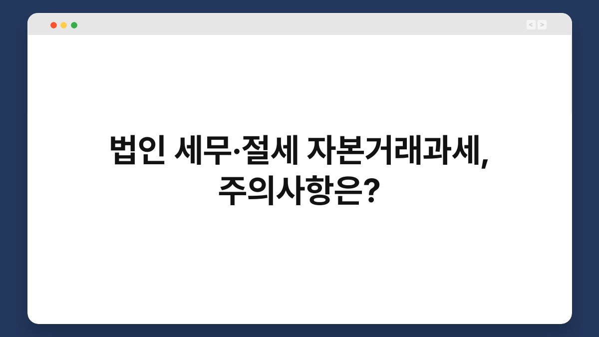 법인 세무·절세 자본거래과세, 주의사항은? 1