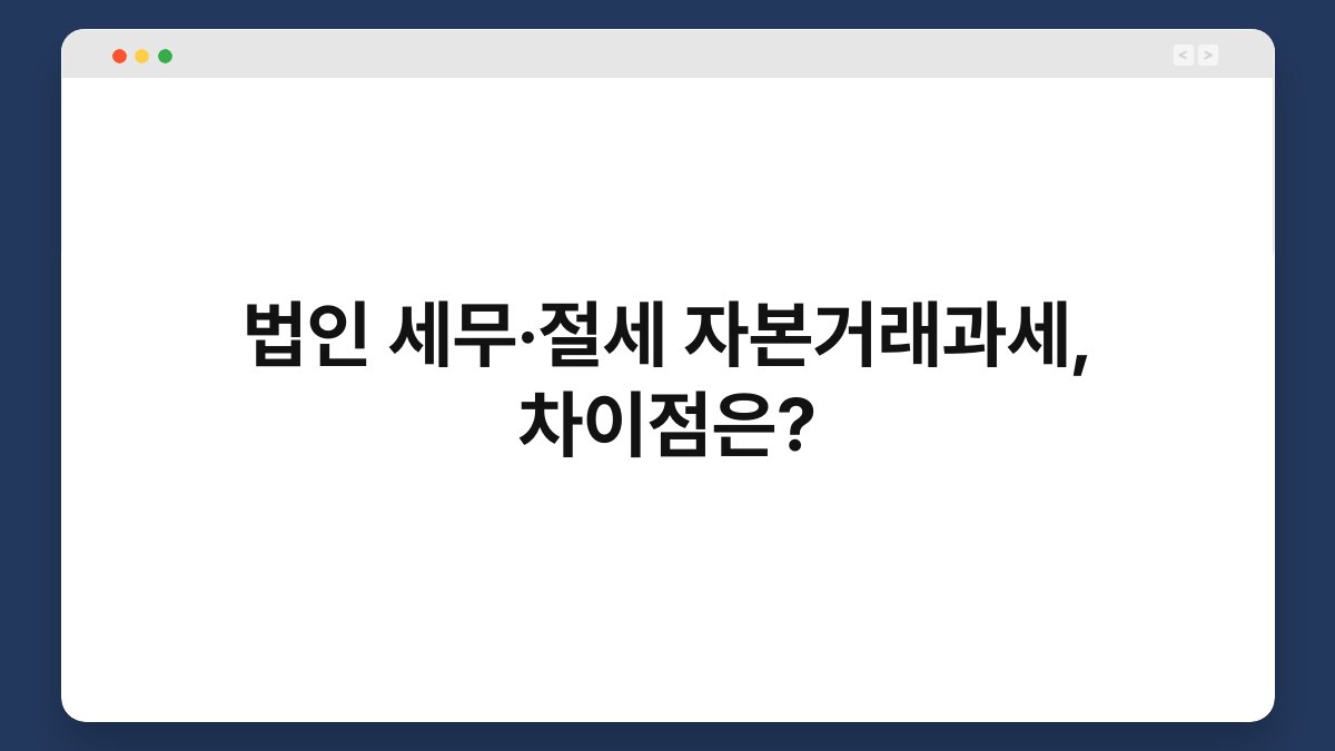 법인 세무·절세 자본거래과세, 차이점은? 1