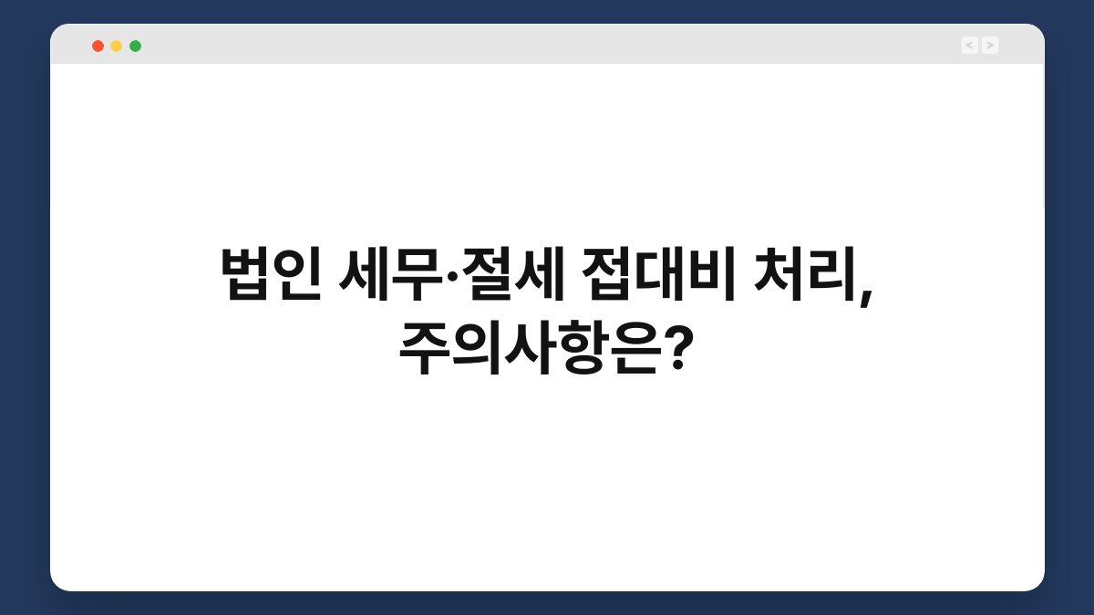 법인 세무·절세 접대비 처리, 주의사항은? 1