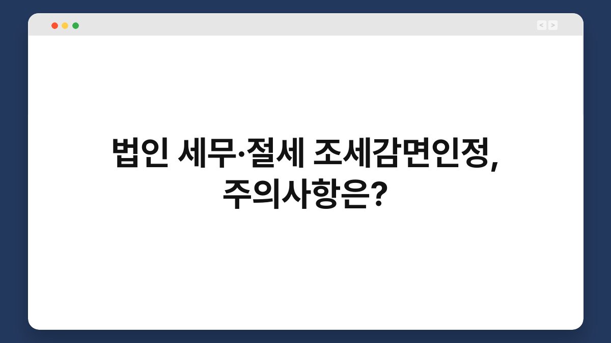 법인 세무·절세 조세감면인정, 주의사항은? 1