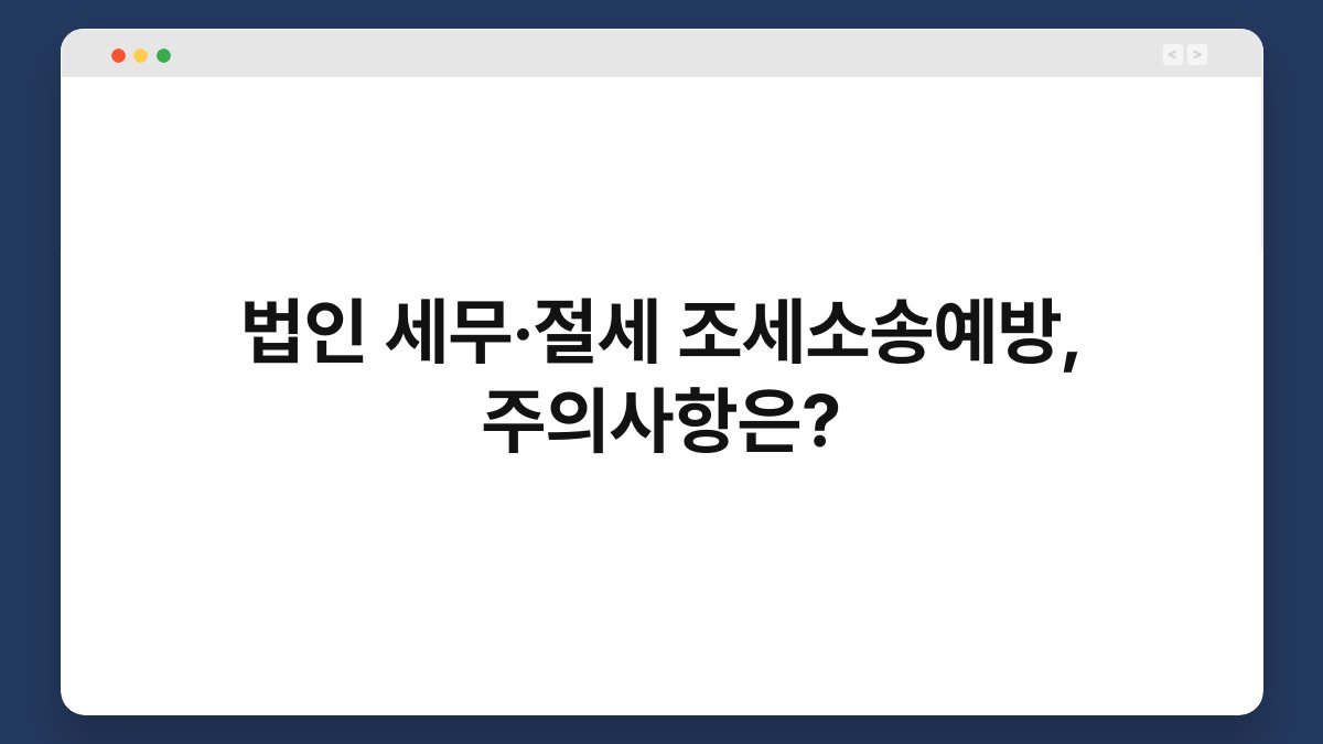 법인 세무·절세 조세소송예방, 주의사항은? 1