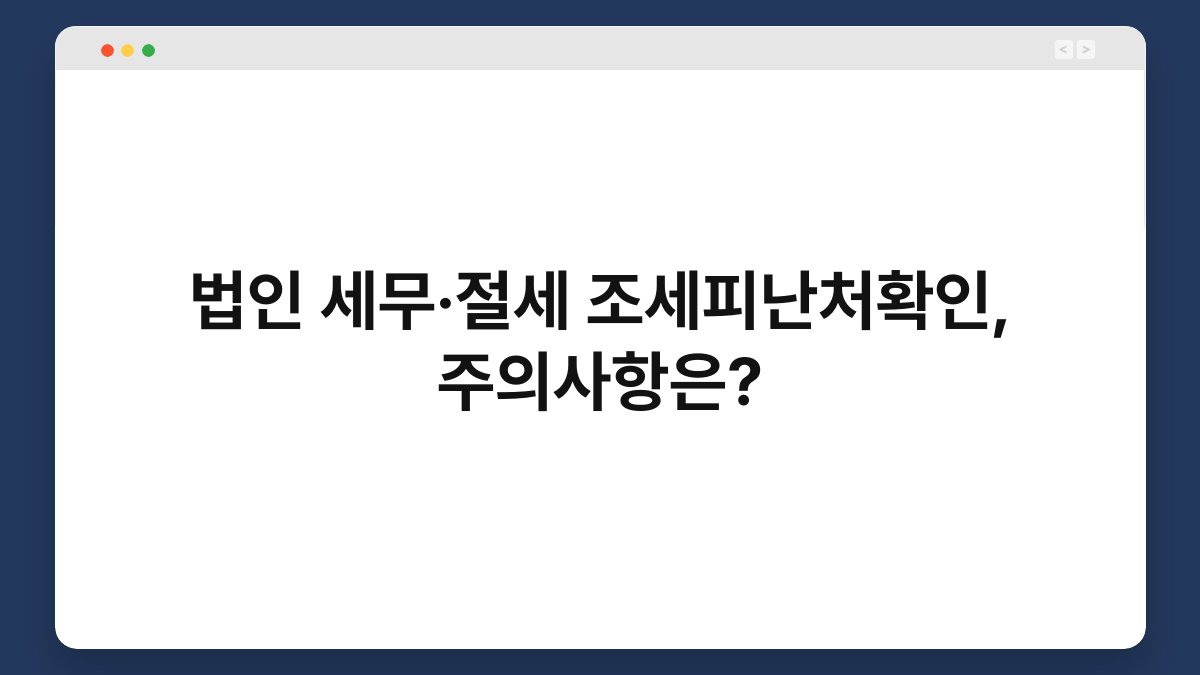 법인 세무·절세 조세피난처확인, 주의사항은? 1