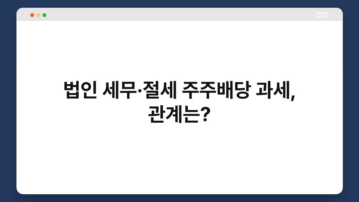 법인 세무·절세 주주배당 과세, 관계는? 1
