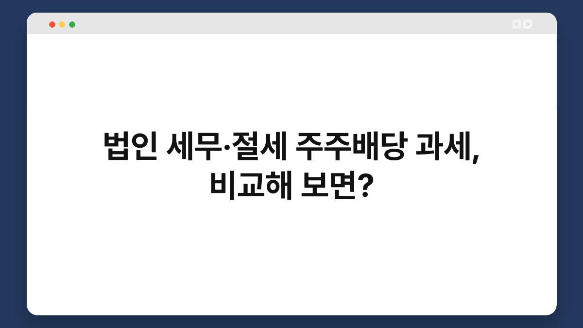법인 세무·절세 주주배당 과세, 비교해 보면? 1