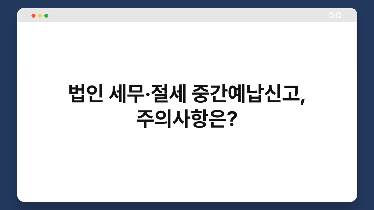 법인 세무·절세 중간예납신고, 주의사항은? 1