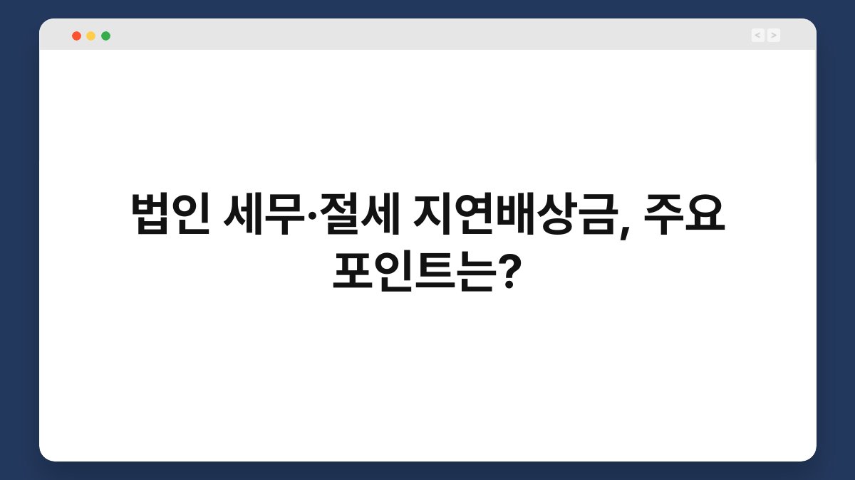 법인 세무·절세 지연배상금, 주요 포인트는? 1