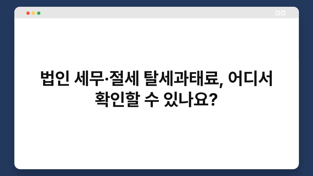 법인 세무·절세 탈세과태료, 어디서 확인할 수 있나요? 1