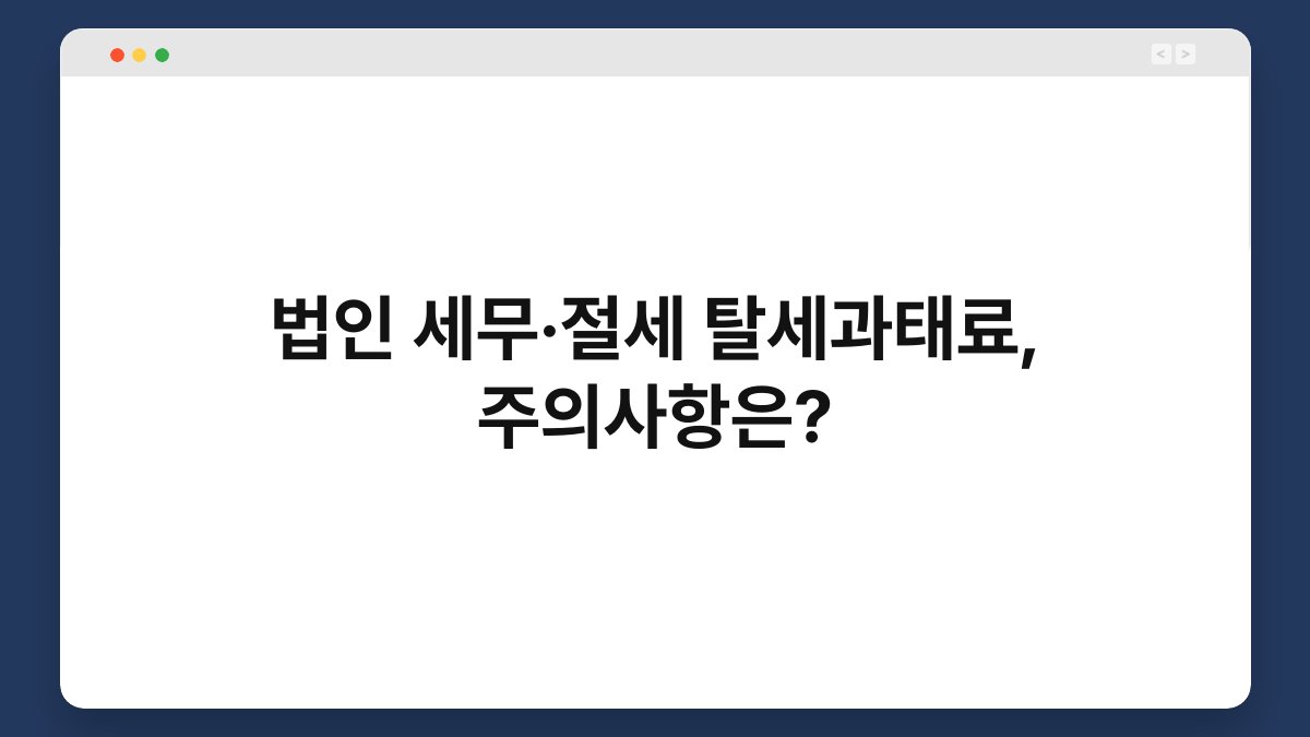 법인 세무·절세 탈세과태료, 주의사항은? 1