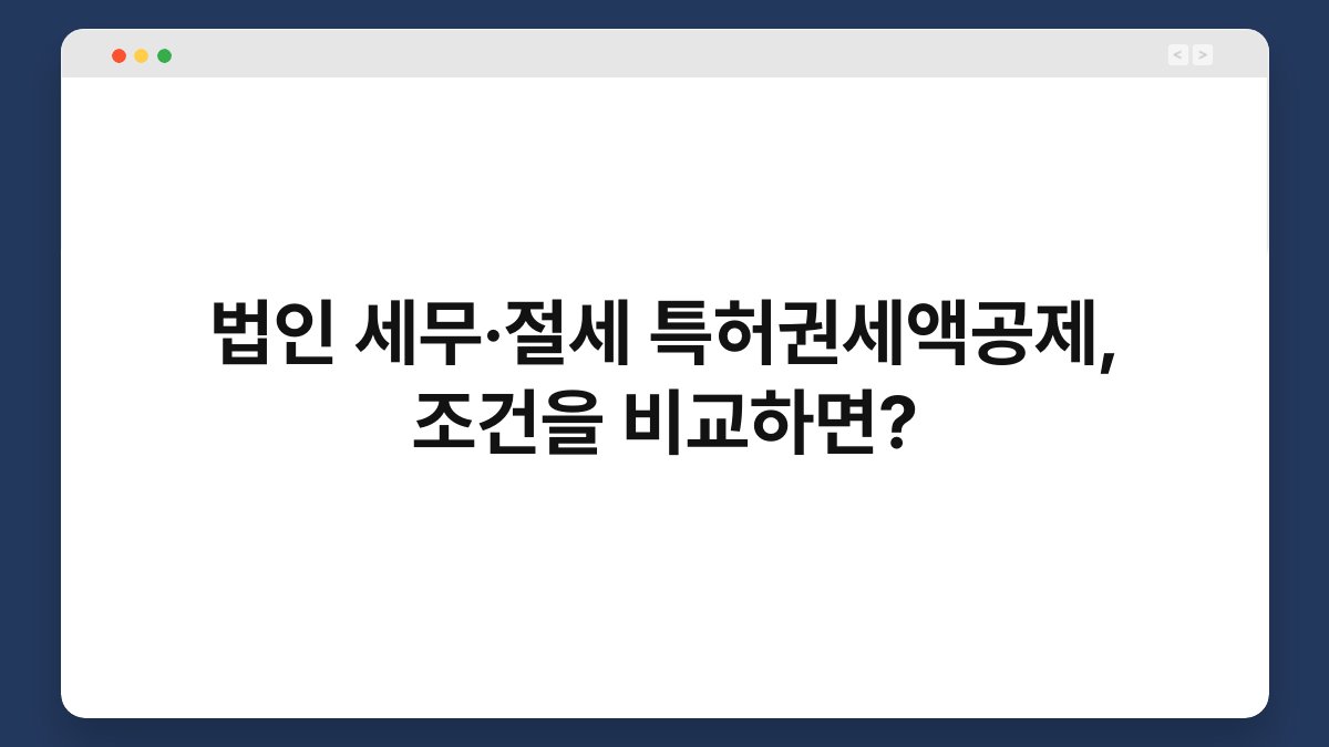 법인 세무·절세 특허권세액공제, 조건을 비교하면? 1