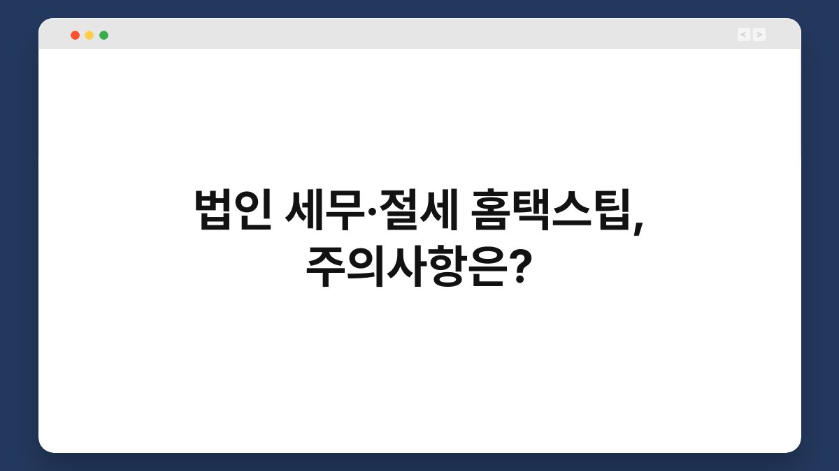 법인 세무·절세 홈택스팁, 주의사항은? 1