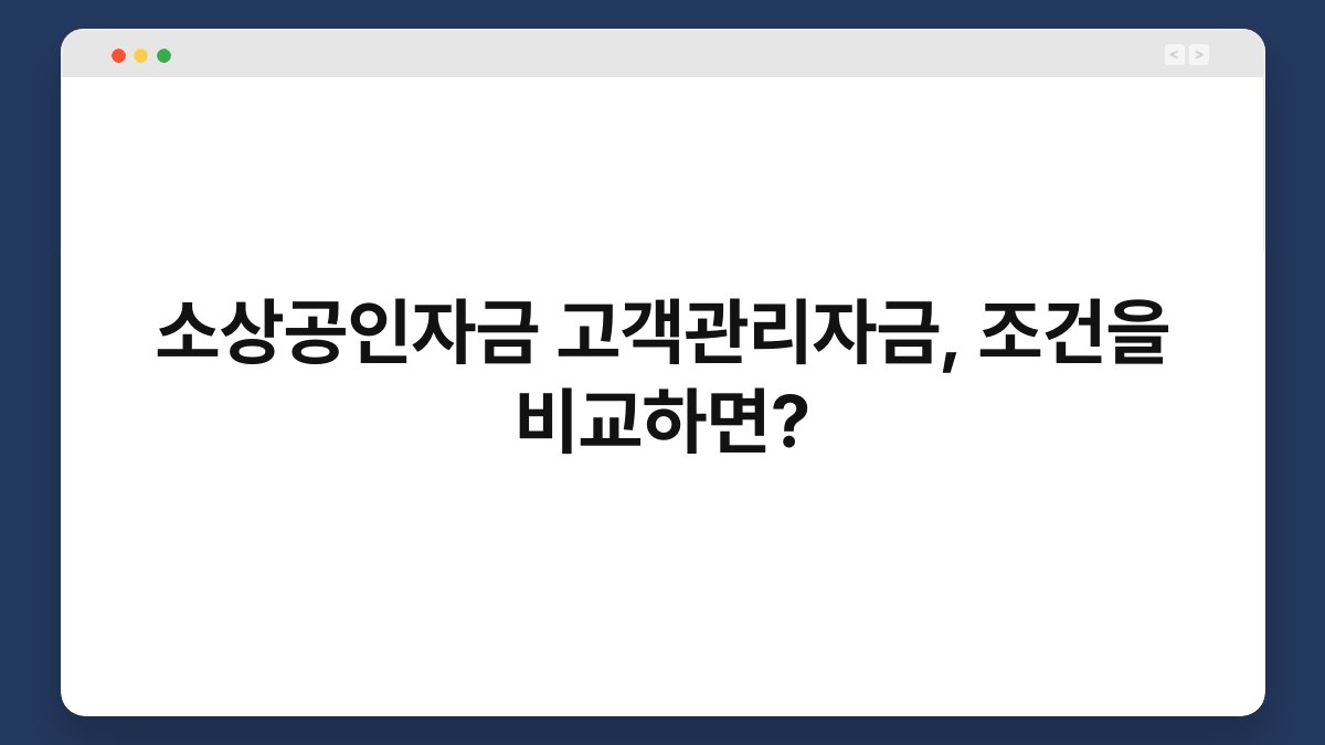 소상공인자금 고객관리자금, 조건을 비교하면? 1