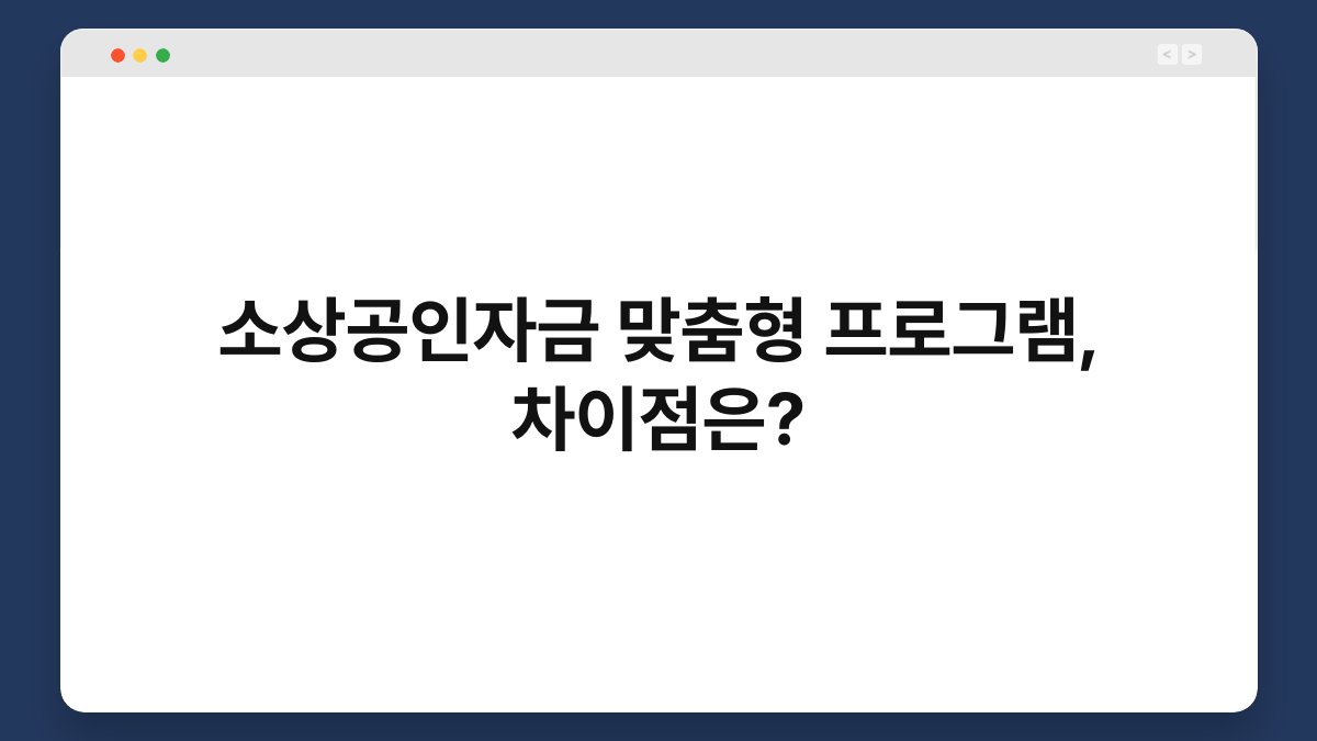 소상공인자금 맞춤형 프로그램, 차이점은? 1
