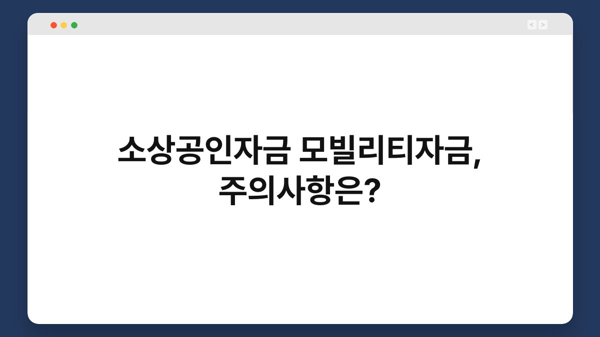 소상공인자금 모빌리티자금, 주의사항은? 1