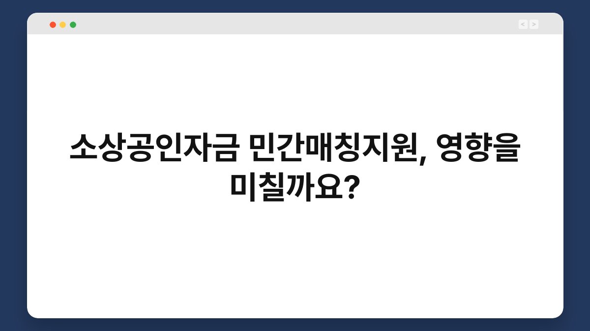 소상공인자금 민간매칭지원, 영향을 미칠까요? 1