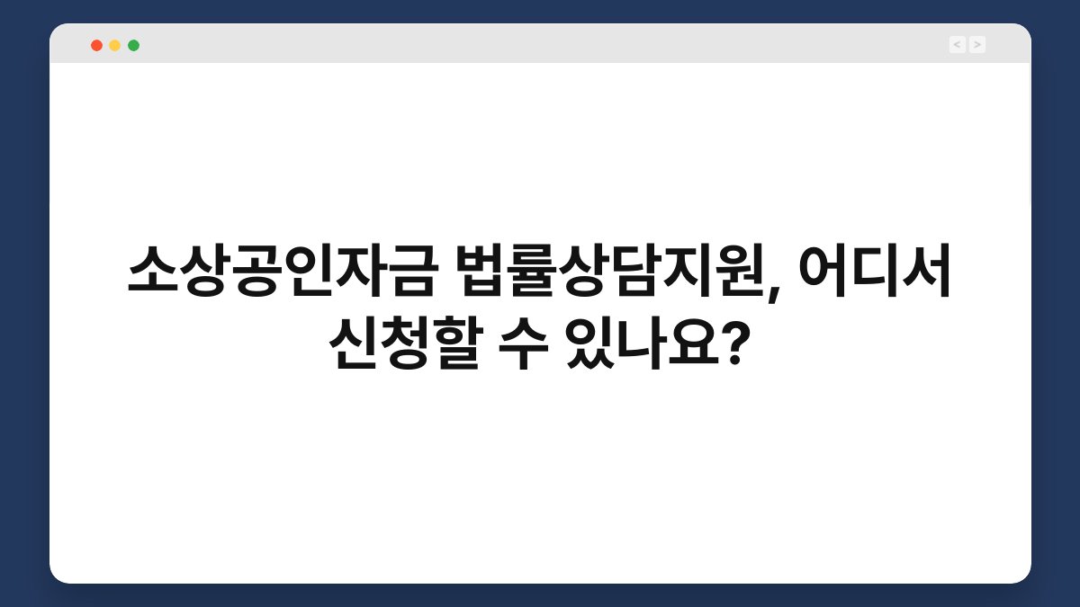 소상공인자금 법률상담지원, 어디서 신청할 수 있나요? 1