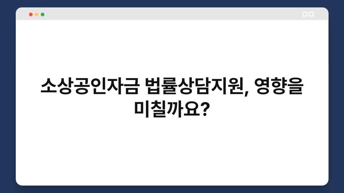 소상공인자금 법률상담지원, 영향을 미칠까요? 1