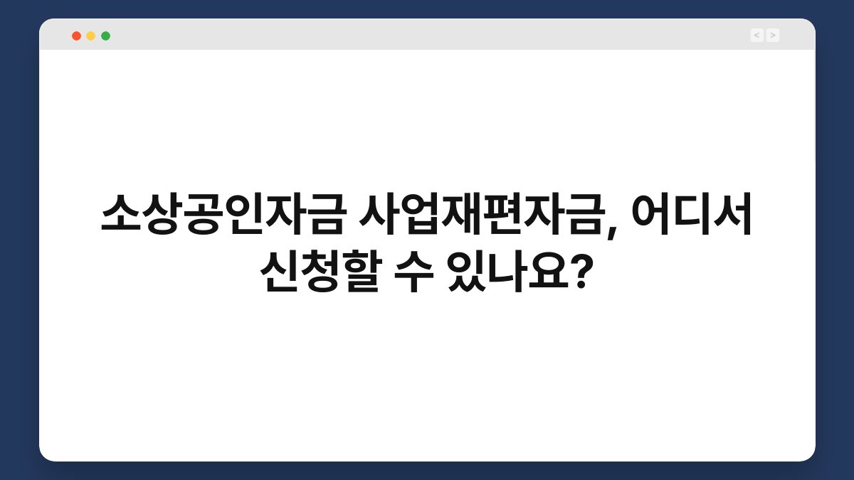 소상공인자금 사업재편자금, 어디서 신청할 수 있나요? 1