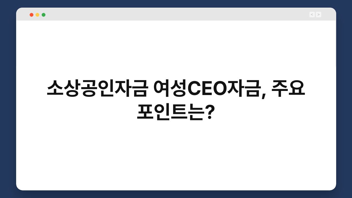 소상공인자금 여성CEO자금, 주요 포인트는? 1