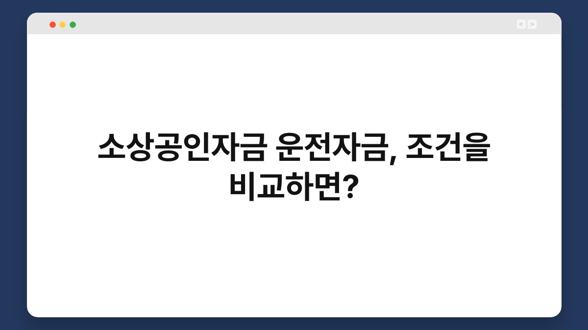 소상공인자금 운전자금, 조건을 비교하면? 1