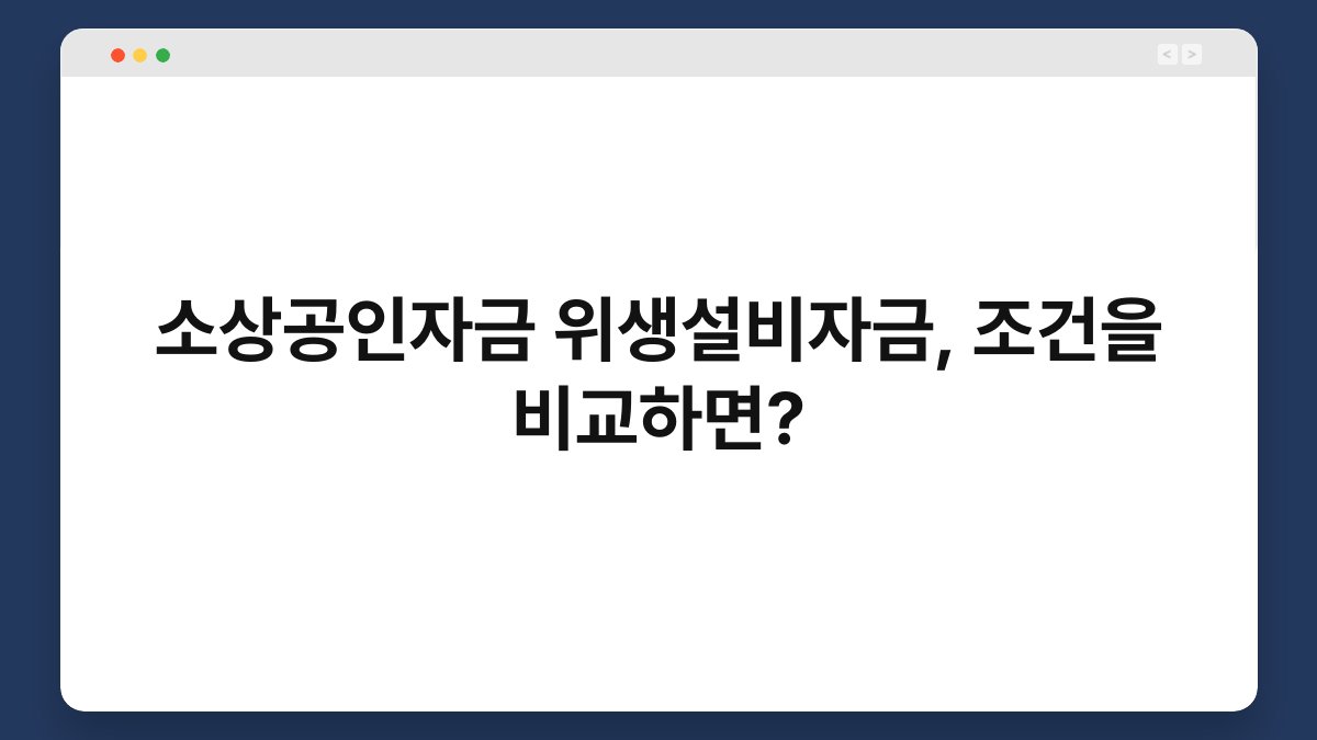 소상공인자금 위생설비자금, 조건을 비교하면? 1