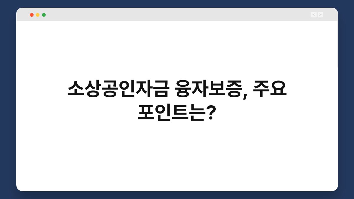 소상공인자금 융자보증, 주요 포인트는? 1