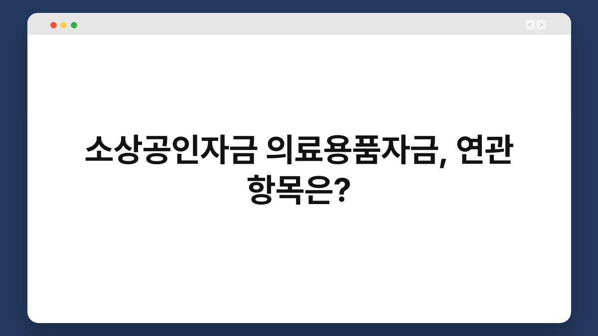 소상공인자금 의료용품자금, 연관 항목은? 1